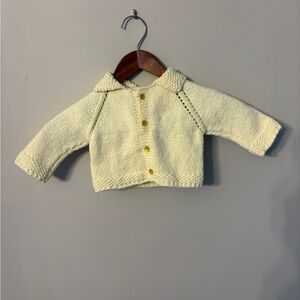 Yellow Knit Baby Sweater and Hat Set